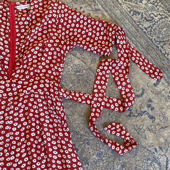 Faithfull the Brand Nina Red Floral Midi Dress - Picture 4 of 11